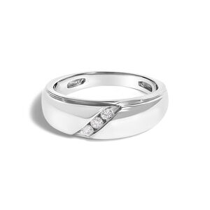 Men's .925 Sterling Silver 1/6 Cttw 3 Stone Diamond Band Ring (H-I Color,